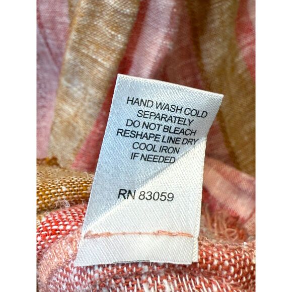 Drew Nat Dobby Stripe Linen Blend Sleeveless V-Neck Dress Women’s Size Medium - Picture 7 of 8